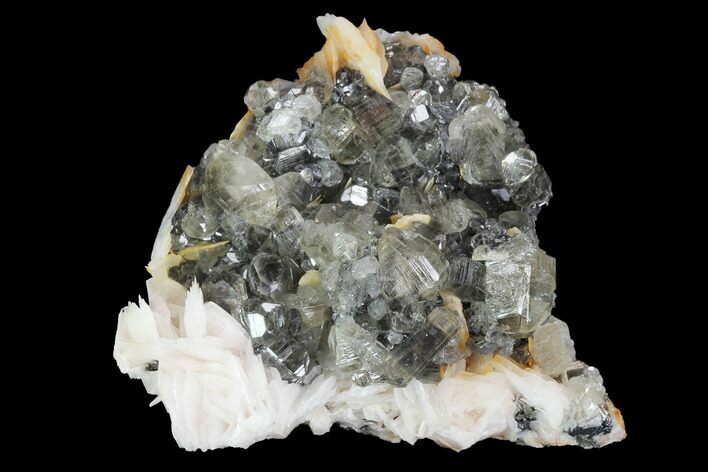 Cerussite Crystals with Bladed Barite on Galena - Morocco #98729
